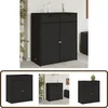 Image de vidaXL Tuinkast - 105x55x113 cm - Poly Rattan - Zwart Tuinopbergkast - Tuinkast - Opslagruimte - Buitentoegang - Outdoor Storage