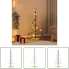 Image de The Living Store Kerstdecoratie kerstboom met houten basis 120 cm metaal zwart - Metalen Kerstboom - DIY Kerstdecoratie - Moderne Kerstboom - Zwarte Kerstboom - Space Saving Christmas Tree
