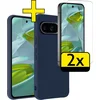 Image de Hoesje - Met 2x Screenprotector - Geschikt voor Google Pixel 10 - Sterk & Shockproof - Back Cover - Siliconen Case - Telefoon Hoes - Telefoonhoesjes - Donkerblauw