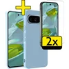 Image de Hoesje - Met 2x Screenprotector - Geschikt voor Google Pixel 10 - Sterk & Shockproof - Back Cover - Siliconen Case - Telefoon Hoes - Telefoonhoesjes - Lichtblauw