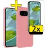 Image de Hoesje - Met 2x Screenprotector - Geschikt voor Google Pixel 10 - Sterk & Shockproof - Back Cover - Siliconen Case - Telefoon Hoes - Telefoonhoesjes - Lichtroze