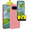 Image de Hoesje - Met 2x Screenprotector - Geschikt voor Google Pixel 10 Pro XL - Sterk & Shockproof - Back Cover - Siliconen Case - Telefoon Hoes - Telefoonhoesjes - Lichtroze
