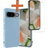 Image de Hoes - Met Screenprotector - Geschikt voor Google Pixel 10 - Sterk & Shockproof - Back Cover - Siliconen Case - Telefoon Hoes - Lichtblauw