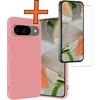 Image de Hoes - Met Screenprotector - Geschikt voor Google Pixel 10 - Sterk & Shockproof - Back Cover - Siliconen Case - Telefoon Hoes - Lichtroze