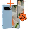 Image de Hoes - Met 2x Screenprotector - Geschikt voor Google Pixel 10 Pro XL - Sterk & Shockproof - Back Cover - Siliconen Case - Telefoon Hoes - Lichtblauw