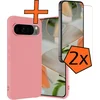 Image de Hoes - Met 2x Screenprotector - Geschikt voor Google Pixel 10 Pro XL - Sterk & Shockproof - Back Cover - Siliconen Case - Telefoon Hoes - Lichtroze