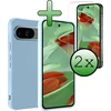 Image de Hoesje Met 2x Screenprotector - Geschikt voor Google Pixel 10 - Sterk & Shockproof - Back Cover - Siliconen Case - Telefoon Hoes - Lichtblauw
