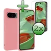 Image de Hoesje Met 2x Screenprotector - Geschikt voor Google Pixel 10 - Sterk & Shockproof - Back Cover - Siliconen Case - Telefoon Hoes - Lichtroze