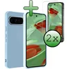 Image de Hoesje Met 2x Screenprotector - Geschikt voor Google Pixel 10 Pro - Sterk & Shockproof - Back Cover - Siliconen Case - Telefoon Hoes - Lichtblauw