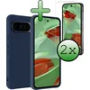 Image de Hoesje Met Screenprotector - Geschikt voor Google Pixel 10 Pro XL - Sterk & Shockproof - Back Cover - Siliconen Case - Telefoon Hoes - Donkerblauw