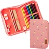 Image de Fresk Gevulde etui voor kinderen - Meisjes - Pennenzak voor onderweg of op school - Met potloden, gom en liniaal - Schoolspullen - Roze - Summer Fruit