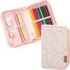 Image de Fresk Gevulde etui voor kinderen - Meisjes - Pennenzak voor onderweg of op school - Met potloden, gom en liniaal - Schoolspullen - Roze - Garden Flowers