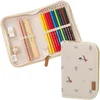 Image de Fresk Gevulde etui voor kinderen - Unisex - Pennenzak voor onderweg of op school - Met potloden, gom en liniaal - Schoolspullen - Ecru - Rabbit Sandshell