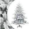 Image de vidaXL - Kunstkerstboom - met - Scharnier - en - Sneeuw - Vilt - Wit - 150 - cm