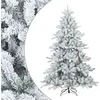 Image de vidaXL - Kunstkerstboom - met - Scharnier - en - Sneeuw - Vilt - Wit - 210 - cm