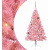 Image de vidaXL - Kunststof - Voorverlichte - Kerstboom - met - 150 - LED - Roze - 150 - cm - PVC