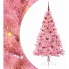 Image de vidaXL - Kunststof - Voorverlichte - Kerstboom - met - 150 - LED - Roze - 150 - cm - PVC