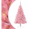 Image de vidaXL - Kunststof - Voorverlichte - Kerstboom - met - 150 - LED - Roze - 150 - cm - PVC