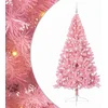 Image de vidaXL - Kunststof - Voorverlichte - Kerstboom - met - 300 - LED - Roze - 240 - cm - PVC