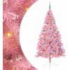 Image de vidaXL - Kunststof - Voorverlichte - Kerstboom - met - 300 - LED - Roze - 240 - cm - PVC