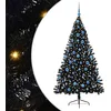 Image de vidaXL - Kunststof - Voorverlichte - Kerstboom - met - 300 - LED - Zwart - 180 - cm - PVC