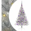Image de vidaXL - Kunststof - Voorverlichte - Kerstboom - met - 150 - LED - Zilver - 120 - cm - PET
