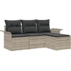 Image de vidaXL - Tuinbank - Set - met - kussen - met - opslag - 4 - pcs - Lichtgrijs - Poly - rattan