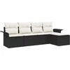 Image de vidaXL - Tuinbank - Set - met - kussen - met - opslag - 5 - pcs - Zwart - poly - rattan