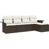 Image de vidaXL - Tuinbank - Set - met - kussen - met - opslag - 5 - pcs - Bruin - poly - rattan