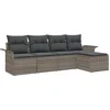 Image de vidaXL - Tuinbank - Set - met - kussen - met - opslag - 5 - pcs - Grijs - poly - rattan