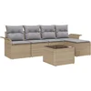 Image de vidaXL - Tuinbank - Set - met - kussen - met - opslag - 6 - pcs - Beige - poly - rattan