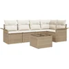 Image de vidaXL - Tuinbank - Set - met - kussen - met - opslag - 6 - pcs - Beige - Poly - rattan