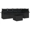 Image de vidaXL - Tuinbank - Set - met - kussen - met - opslag - 6 - pcs - Zwart - Poly - rattan