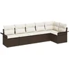 Image de vidaXL - Tuinbank - Set - met - kussen - met - opslag - 6 - pcs - Bruin - Poly - rattan
