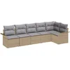 Image de vidaXL - Tuinbank - Set - met - kussen - met - opslag - 6 - pcs - Beige - Poly - rattan
