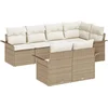 Image de vidaXL - Tuinbank - Set - met - kussen - met - opslag - 7 - pcs - Beige - Poly - rattan