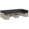 Image de vidaXL - Tuinbank - Set - met - kussen - met - opslag - 11 - pcs - Grijs - Poly - rattan