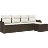 Image de vidaXL - Tuinbank - Set - met - kussen - met - opslag - 5 - pcs - Bruin - Poly - rattan