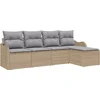 Image de vidaXL - Tuinbank - Set - met - kussen - met - opslag - 5 - pcs - Beige - Poly - rattan
