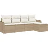 Image de vidaXL - Tuinbank - Set - met - kussen - met - opslag - 5 - pcs - Beige - Poly - rattan