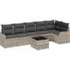 Image de vidaXL - Tuinbank - Set - met - kussen - met - opslag - 7 - pcs - Grijs - Poly - rattan