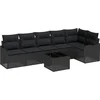 Image de vidaXL - Tuinbank - Set - met - kussen - met - opslag - 7 - pcs - Beige - Poly - rattan