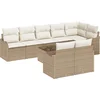 Image de vidaXL - Tuinbank - Set - met - opslag - 9 - pcs - Beige - en - Wit - poly - rattan