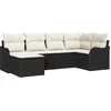 Image de vidaXL - Tuinbank - Set - met - kussen - 6 - pcs - Zwart - en - wit - Poly - rattan