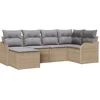 Image de vidaXL - Tuinbank - Set - met - kussen - 6 - pcs - beige - en - lichtgrijs - Poly - rattan