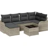 Image de vidaXL - Tuinbank - Set - met - kussen - 7 - pcs - Lichtgrijs - Poly - rattan