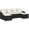 Image de vidaXL - Tuinbank - Set - met - kussen - 6 - pcs - Zwart - en - wit - Poly - rattan