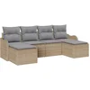 Image de vidaXL - Tuinbank - Set - met - kussen - 6 - pcs - beige - en - lichtgrijs - Poly - rattan