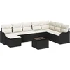 Image de vidaXL - Tuinbank - Set - met - kussen - 9 - pcs - Zwart - en - wit - Poly - rattan