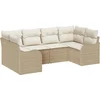 Image de vidaXL - Tuinbank - Set - met - opslag - 6 - pcs - Beige - en - wit - Poly - rattan